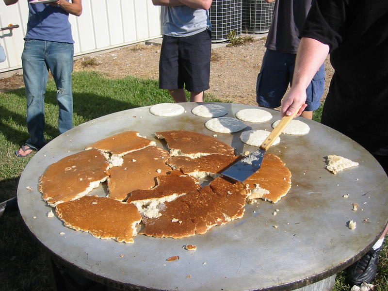 First attempt to melt uber-pancake back together.